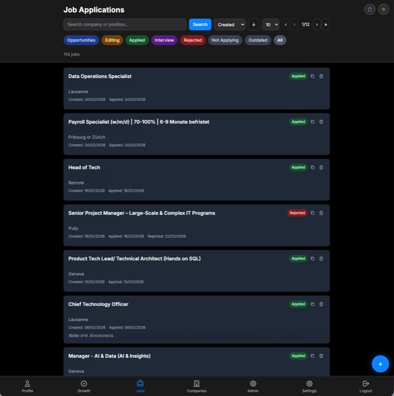 SeriousLetter — Applications screen